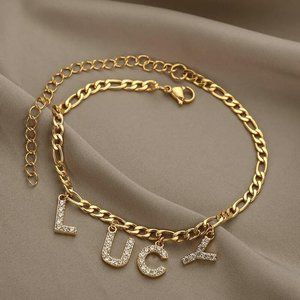 Custom Letter Anklets For Women Stainless Steel Gold CZ Anklet Foot Bracelet